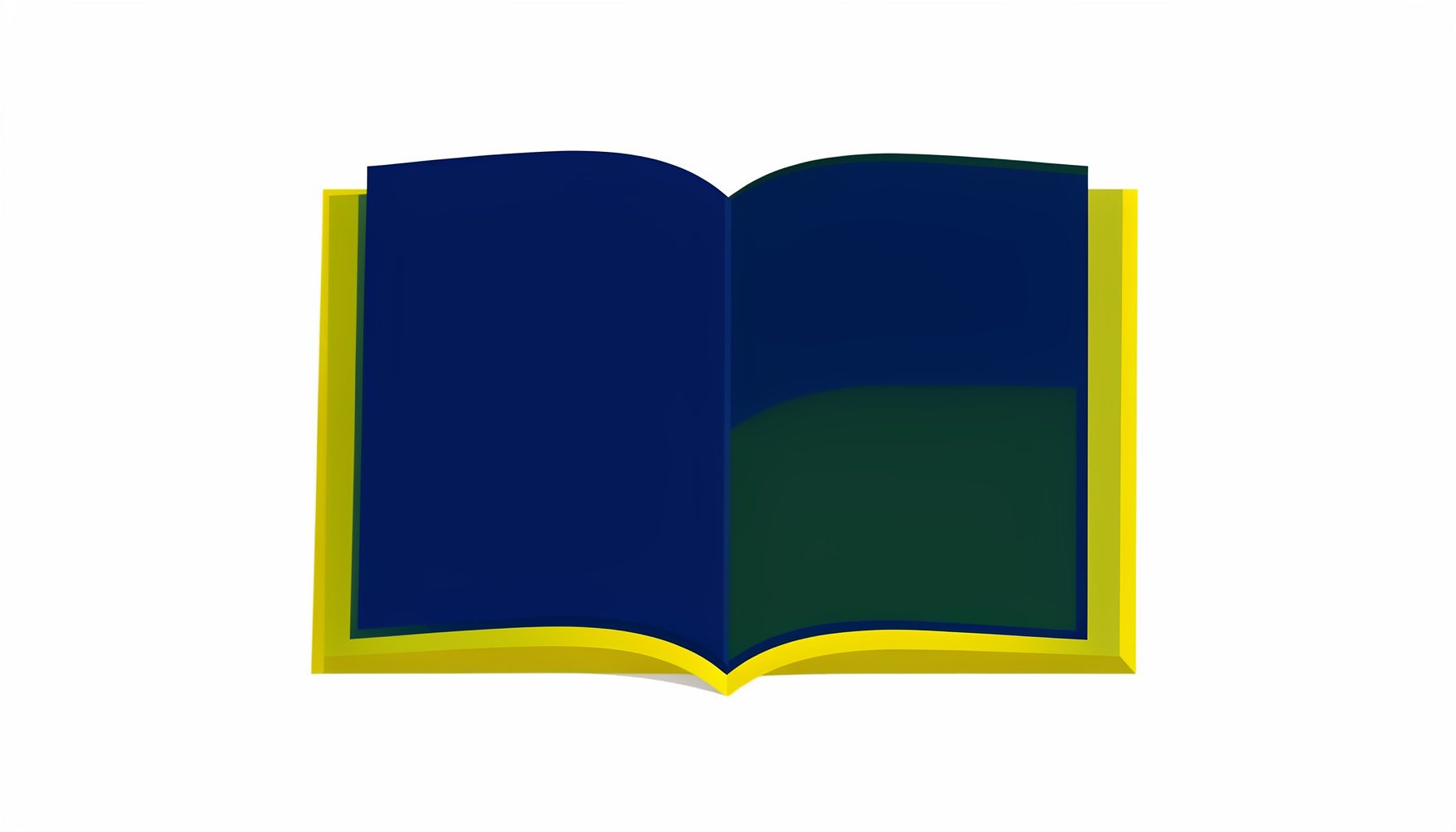 Flache Vektorillustration eines aufgeschlagenen Magazins in tiefem Blau und Olivgrün, klare geometrische Formen.
